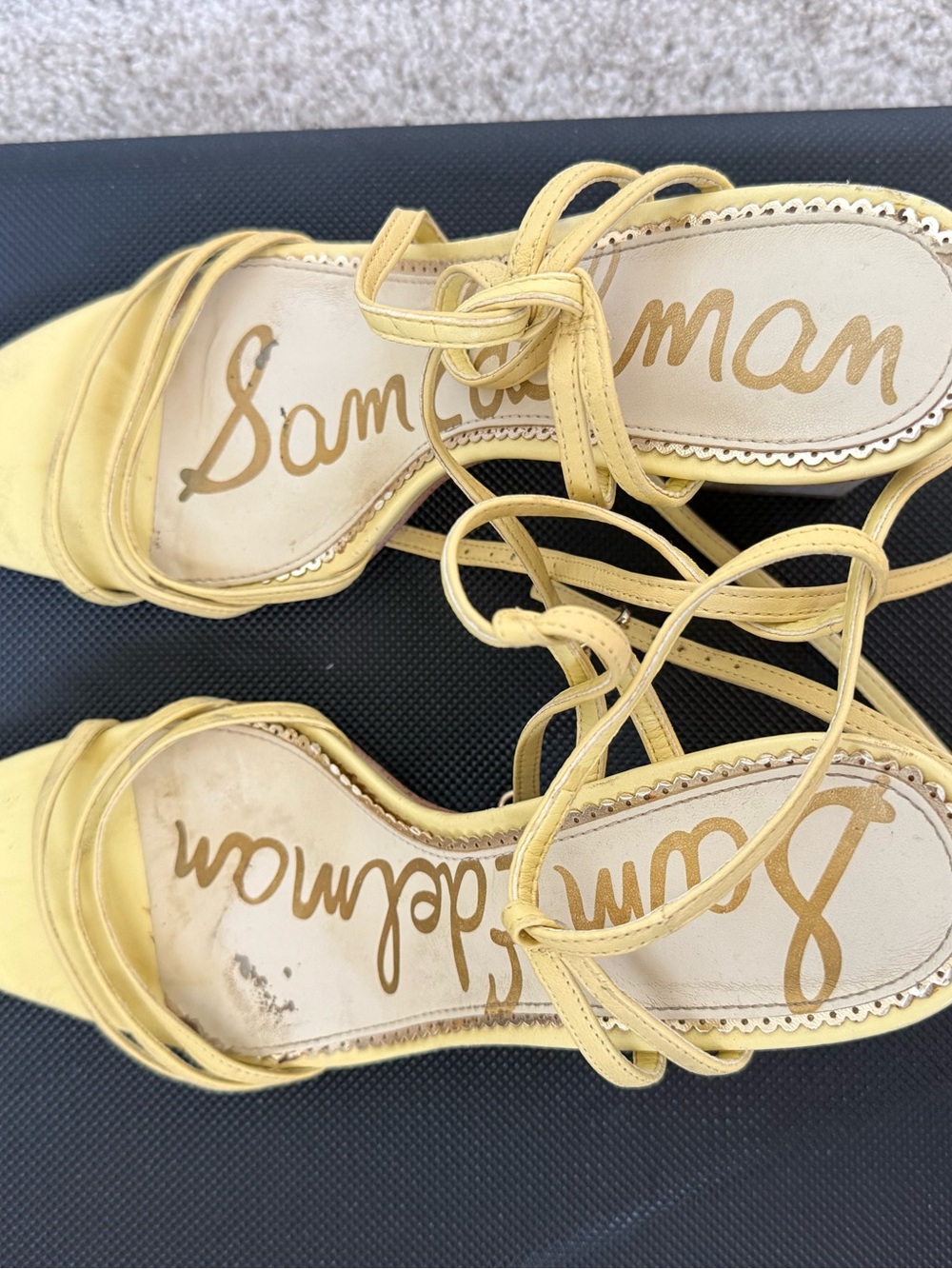 Sam Edelman Yellow Strappy Block Heel Sandals